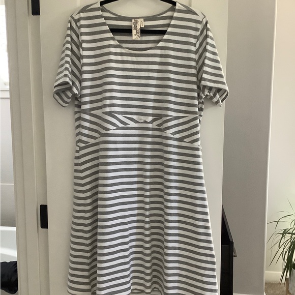 Striped cotton mid length dress - Picture 4 of 4